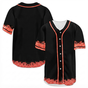 DROGEN EXPORT Jersey de Béisbol Personalizado Premium Negro con Brillo de Durazno, Sublimado, Transpirable, 100% Poliéster Malla, Unisex, OEM - Product Image 1