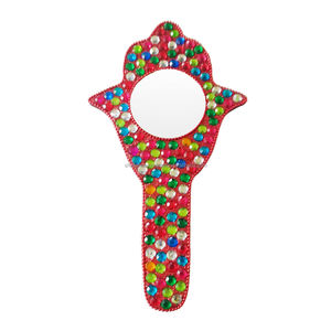 Espejo de Mano Étnico Indio con Lentejuelas y Cuentas, Accesorio Decorativo para el Maquillaje, Espejo Personal Bonito y Portátil con Cuentas - Product Image 1