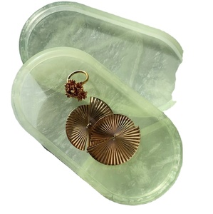 Bandeja de resina de mármol verde, ovalada, multiusos, decorativa, organizadora de joyas, accesorio de decoración para el hogar de primera calidad, moderna y de gran venta. - Product Image 1