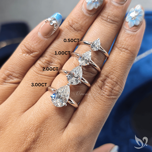 Anillo de Compromiso Solitario Petite Pear con Diamante Cultivado en Laboratorio de 0.50 CT Certificado por IGI, con Corte en Espiral en Oro Sólido de 10K para Aniversario - Product Image 6