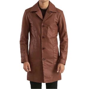 Abrigo Largo de Cuero Marrón para Hombre, Calidad Premium, Elegante Abrigo de Invierno, Prenda Exterior Duradera y Moderna, Estilo Clásico y Cálido - Product Image 1