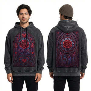 Sudadera con capucha rosa neón personalizada con estampado de corazón atado para hombre, estilo crop, ropa urbana, venta al por mayor de fábrica - Product Image 4