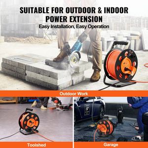 Cavo di Alimentazione Resistente 12AWG SJTOW 100FT con Avvolgicavo Manuale e 4 Prese, Copertura Antipolvere, Avvolgicavo Portatile per Uso Domestico e Ufficio - Product Image 6