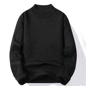 Suéter de cuello alto para hombre, de punto, color liso, forrado de lana, grueso, térmico, para otoño - Product Image 3