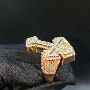 Anillo de cruz grande de moissanita auténtica para hombre, chapado en rodio de 14k sobre plata de ley, joyería hip hop con engaste de puntas - Product Image 5