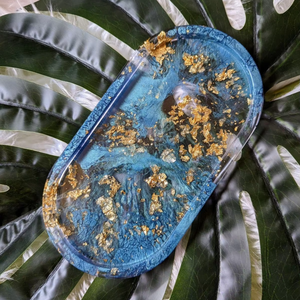 Plateau de service de luxe en résine fait main à un seul niveau pour le rangement des aliments dans la cuisine, la salle de bain, le salon, le restaurant, l'hôtel, et pour les outils à épices - Product Image 1