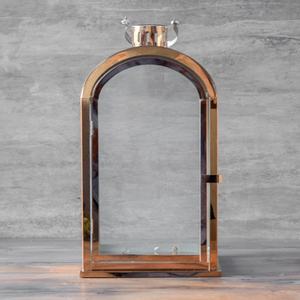 Faroles Metálicos Modernos con Paneles de Vidrio y Base de Madera para Decoración del Hogar o para la Temporada - Product Image 2