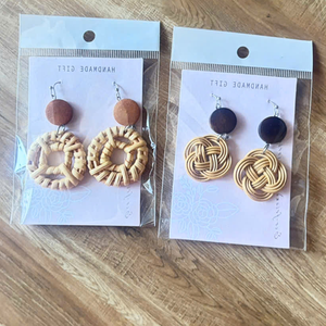 Pendientes de Ratán Vietnamitas Hechos a Mano, Bambú Natural, Ecológicos, Accesorios de Moda de Verano - Product Image 1