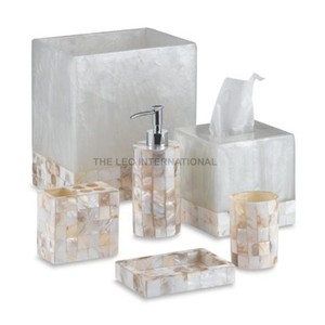 Ensemble d'accessoires de salle de bain de luxe écologiques en marbre créatif, six pièces, offrant un charme artistique pour le comptoir de salle de bain moderne - Product Image 1