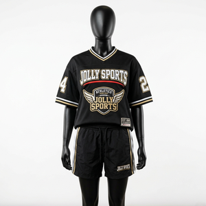Ensemble de maillot de football pour femmes en polycoton premium 180 GSM, blanc et noir à rayures, col personnalisé, logo personnalisé, ensembles pour femmes - Product Image 3