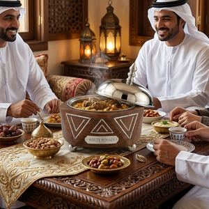 Exquisito Juego de Cazuelas Geométricas de Madera Hechas a Mano, con Tapa de Acero Inoxidable Duradera y Tecnología de Retención de Calor, Ideal para Ramadán/Eid - Product Image 5