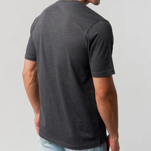 T-shirt décontracté pour homme, col en V, uni, 100% coton, tricoté, manches courtes, respirant, séchage rapide, 220 grammes - Product Image 4