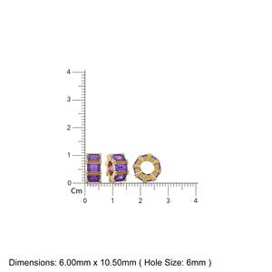 Separador de cuentas de amatista grande de 14K, Separador de cuentas conector de amatista, Adorno realzador de amatista, Cuentas de amatista púrpura, Oro macizo - Product Image 2
