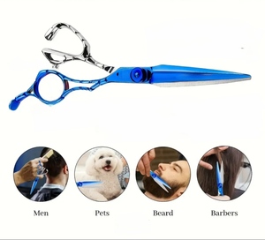 ABRAHAM QR IMPEX Half Golden Professional Hair Cutting Scissors Barber <b>Shears</b> Manual Metal Hair Styling <b>Tools</b> US Plug 150g - Product Image 5