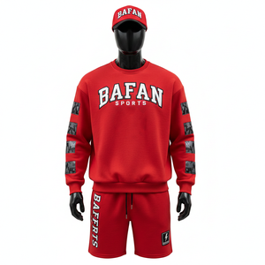 Ensemble sweat-shirt et short pour homme en coton et polyester de qualité supérieure, doux et chaud, couleur rouge, logo personnalisé - Product Image 6