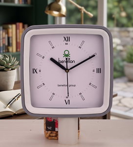 Benetton Square Analog <b>Desk</b> <b>Clock</b> Plastic Minimalist Design Silent Quartz Battery Powered Decor Home & Office Decor Gift - Product Image 1