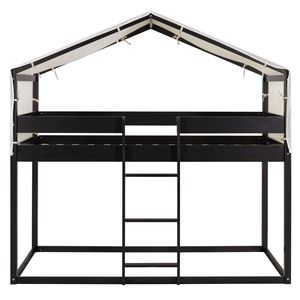 Letto a Castello in Legno per Bambini con Tenda, Modello Espresso Twin Over Twin, SKU Vecchio LT000708AAP - Product Image 3