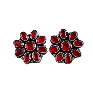 Direct Factory Brass Oxidized Silver <b>Earrings</b> <b>Turquoise</b> Floral Design | Bohemia Style Party Women's Wholesale Bulk Best Price - Product Image 1