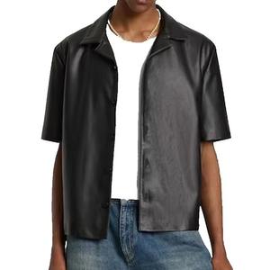 Unisex Genuine <b>Leather</b> <b>Shirt</b> Classic Cowhide Casual Streetwear <b>Leather</b> Top Custom Logo OEM Manufacturer - Product Image 1