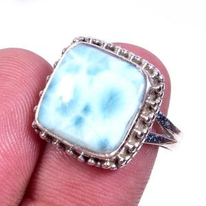 Anillo de Plata Larimar, Anillo de Plata de Ley 925, Plata de Ley 925 Sólida - Product Image 3