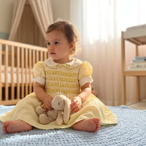 Precioso Vestido Infantil de Satén con Capas de Poliéster/Algodón Ecológico, Diseño Floral Geométrico 3D, Lujo, OEM ODM, Venta al por Mayor, Perfecto - Product Image 3