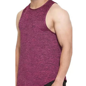 Camiseta sin mangas para hombre, estilo vintage, tejida, lisa, para gimnasio, fitness, informal, cuello redondo, algodón/poliéster, transpirable, venta al por mayor - Product Image 3