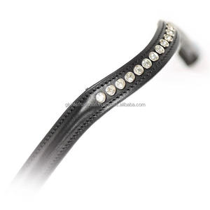 Nouveau design de bandeau en cristal surélevé en cuir véritable noir avec boucle élastique personnalisée se termine par un bandeau en cuir. - Product Image 2