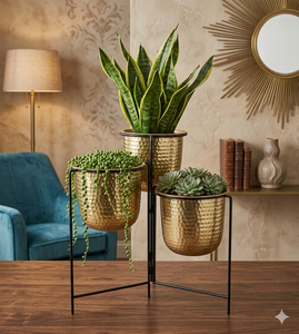Hammered Iron Powder Coated Durable Multi-Purpose Outdoor Floor Planter with Drainage - Product Image 2