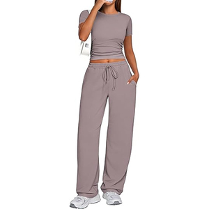 Conjunto Casual de 2 Piezas para Mujer, con Cordones, de Lona Modal, Color Sólido, con Cordón Ajustable, para Uso Diario, de Secado Rápido, para Todas las Temporadas - Product Image 4