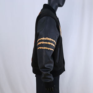 Chaqueta Varsity de Moda para Hombre con Cuello Byron, Botones a Presión y Parches Bordados de Chenilla, Estilo Urbano, Superventas - Product Image 3