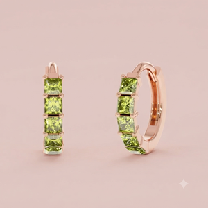 Pendientes de Aro con Peridoto, Plata de Ley 925, Engaste de Garra, Joyería de Moda para Fiesta, Bañados en Oro y Oro Rosa - Product Image 2