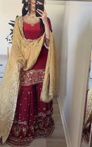 Traje Sharara de Georgette Sintético Pesado con Bordado de Lentejuelas de 5mm y Dupatta para Mujer, Estilo Étnico Indio - Product Image 5