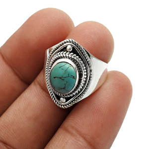 Handmade Classic Wedding Party <b>Ring</b> Made of 925 Sterling Silver Vintage Style Brilliant Oval Cut <b>Turquoise</b> Gemstone Boho <b>Ring</b> - Product Image 2