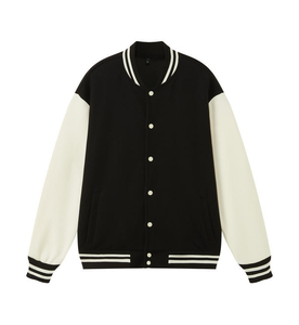 Wholesale Custom Logo Baseball Regular Fit Casual Varsity Sport Jersey Canvas <b>Waterproof</b> Breathable <b>Jacket</b> Black White Men - Product Image 2