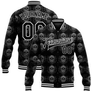 Men's <b>Gothic</b> Skull Print Varsity <b>Jacket</b> Custom Name Number Sublimation Digital Printing Autumn Wear Regular Fit Turn-down Collar - Product Image 6