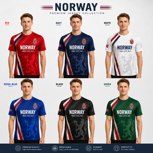 Maillot de supporter de l'équipe nationale de football norvégienne Viking Essential, T-shirt de sport imprimé à col rond, décontracté, respirant, Victory - Product Image 2