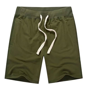 Nouveau Short de Survêtement Tendance Vert Olive Épais, Personnalisable, en Toile 100% Coton, Taille Haute, Écologique, Respirant, pour Tenue Décontractée - Product Image 1