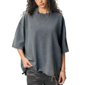 Camisetas Blancas Vintage para Mujer, Lavado Ácido, al por Mayor, Oversize, Estilo Boxy, para Gimnasio, Divertidas, Hip Hop, 100% Algodón, Personalizables con Logotipo - Product Image 5