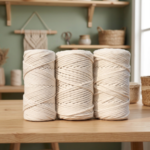 Cotton Macrame Cord 8 Strand Braided Round Eco-Friendly For Bags Simple Style Cords - Product Image 3