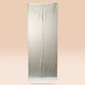 Ivory <b>White</b> Paisley Printed Shawl with Elegant Border Design for Women Wedding Party and Traditional Wear - Product Image 1