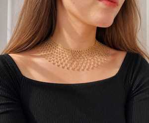 Collier ras du cou brodé de perles de verre faites à la main, style élégant UO, bijoux fantaisie pour mariée, soirée, Inde - Product Image 1