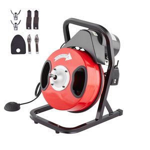 Macchina Manuale per la Pulizia degli Scarichi da 50FT x 1/2 Pollice con Interruttore a Pedale ad Aria e 4 Frese - Product Image 1