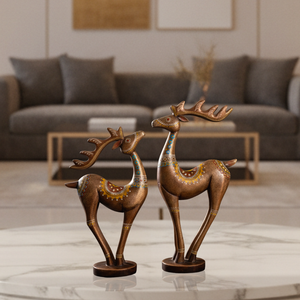 Unique Export Ready High Quality Modern Iron <b>Deer</b> Set 2 Artistic Hand <b>Painted</b> Metal Sculpture Environment-Friendly Decor - Product Image 2