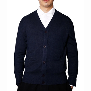 Men's 100% Acrylic Knit Cardigan Sweater Wholesale Custom <b>University</b> College Greek Letter Embroidery V-Neck Button Knitwear - Product Image 1