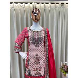 Conjunto de traje de diseñador para fiesta con trabajo de espejo talla XL - Product Image 1