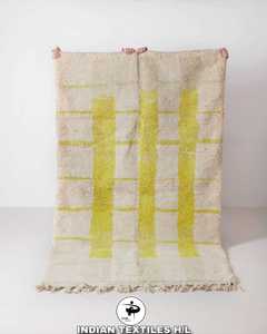 Tapis faits main en laine de Nouvelle-Zélande, design géométrique moderne, style berbère marocain, pour salon, prix abordable, fabriqués en Inde - Product Image 1