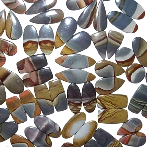 Par de Jaspe Policromado Natural, Gemas de Cuarzo de Alta Calidad Grado AAAAA para Pendientes o Gemas Sueltas - Product Image 1