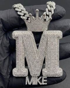 Ramdut Impex Pendentif Allah en Argent Sterling 925 Plaqué Or, Moissanite Couleur D VVS Certifiée GRA, Testée au Diamant, Style Iced Hip - Product Image 1