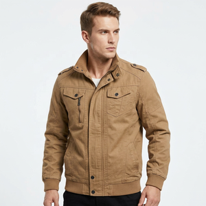 Custom Logo Windproof Brown Plus Size <b>Men's</b> Corduroy Bomber <b>Jacket</b> with Stand Collar Casual Outerwear for Autumn Season - Product Image 1
