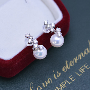 Freshwater 8-9mm White Strong Light Almost Flawless <b>Pearl</b> <b>Earrings</b> with S925 <b>Silver</b> Heart Live Broadcast Supply Crystal Jewelry - Product Image 2